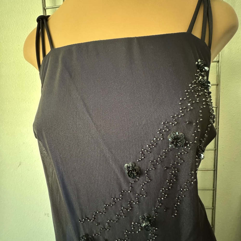 CDC Caren Desiree Company Evening Black Embellished Long Dress Size 6 - Picture 2 of 12